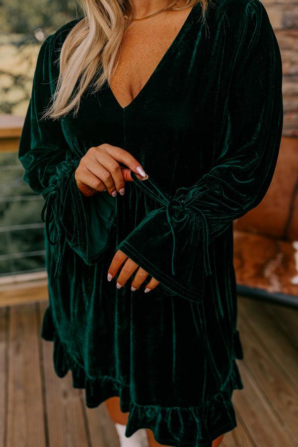 Ophelia Velvet Mini Dress Green 5