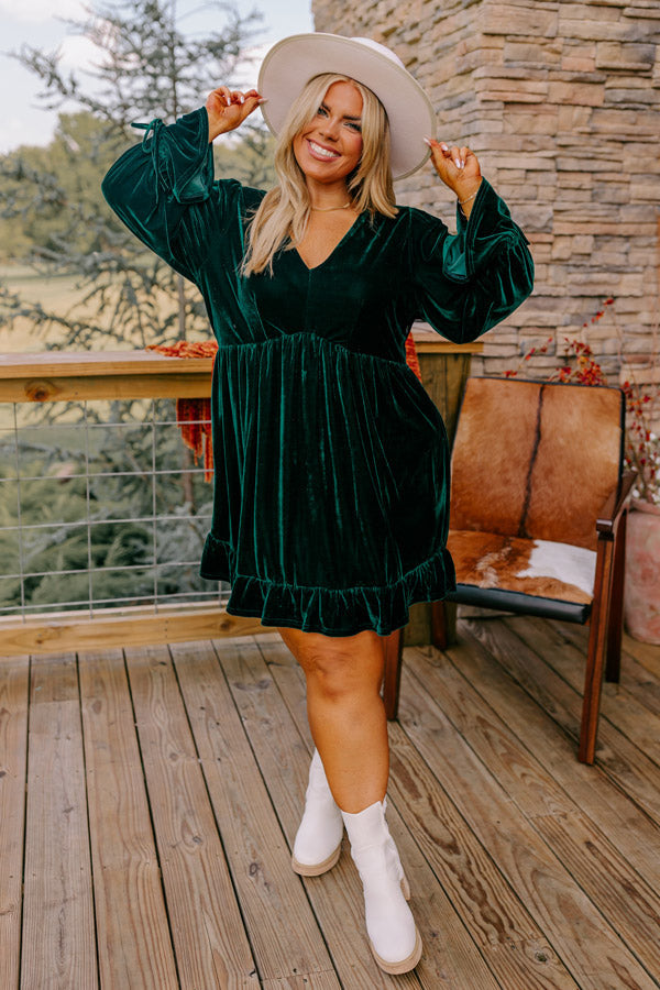 Ophelia Velvet Mini Dress Green 3