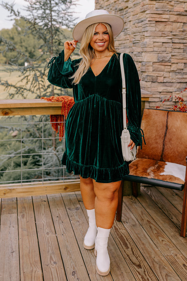 Ophelia Velvet Mini Dress Green 1