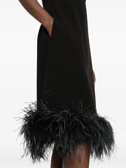 Semito Feather-Trim Dress Black 1