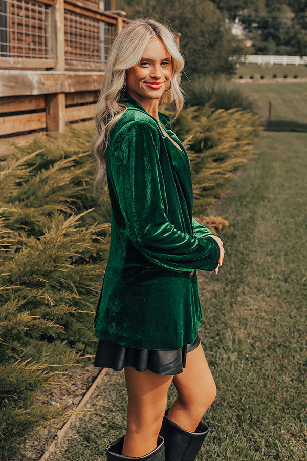 Luxe Lane Velvet Blazer Hunter Green 4