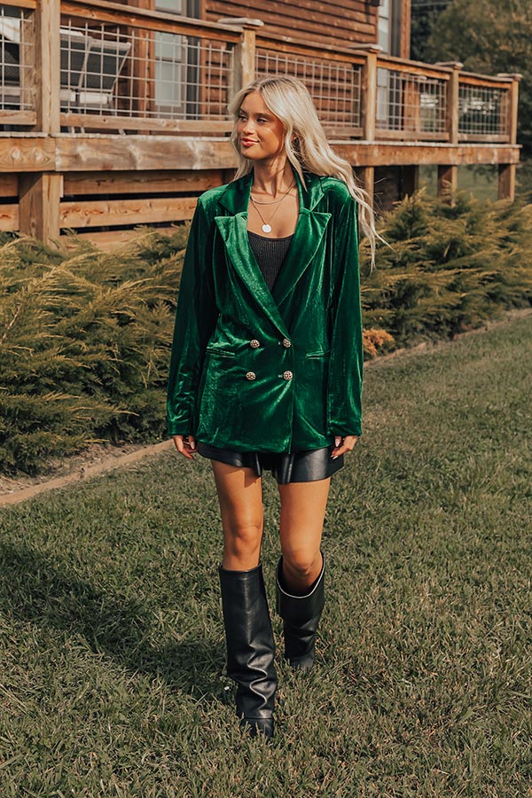 Luxe Lane Velvet Blazer Hunter Green 2