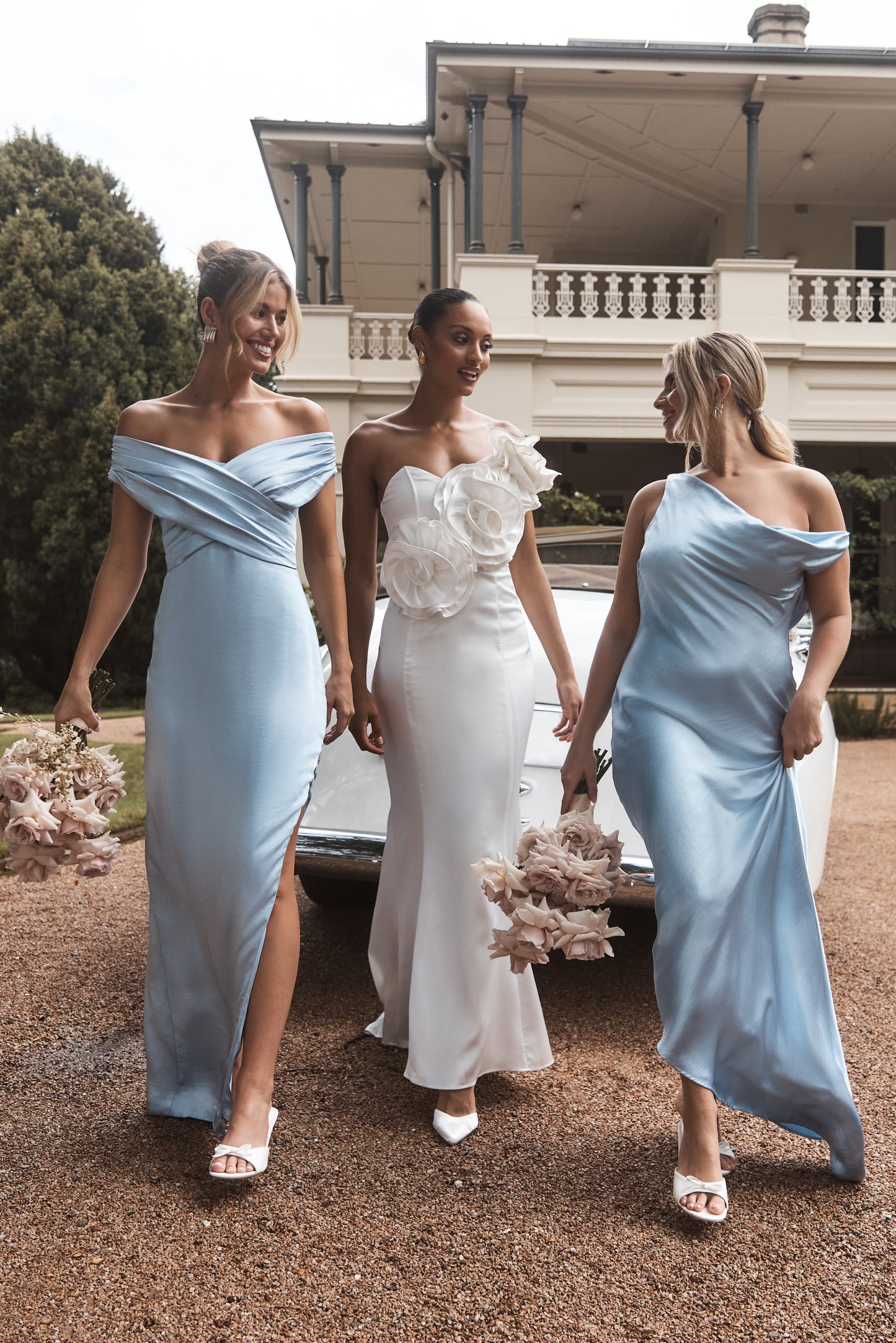 Yvette Asymmetrical Slip Maxi Dress in Emerald Cornflower Blue 8