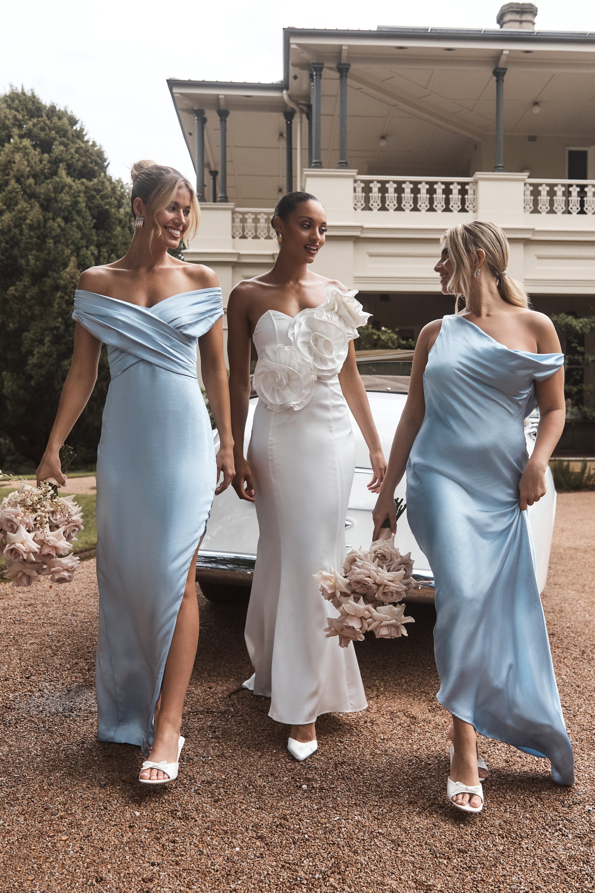 Yvette Asymmetrical Slip Maxi Dress in Emerald Cornflower Blue 8