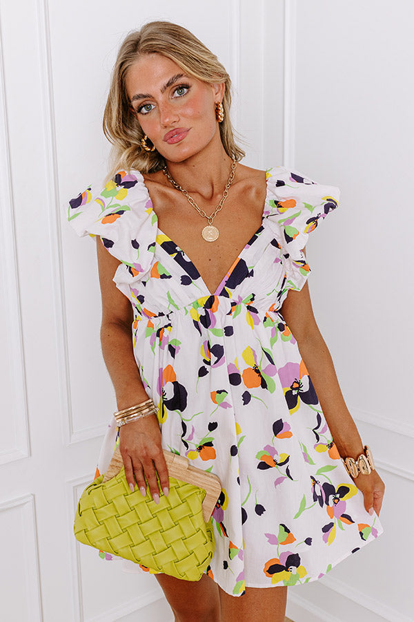 Margot Floral Mini Dress Cream 6