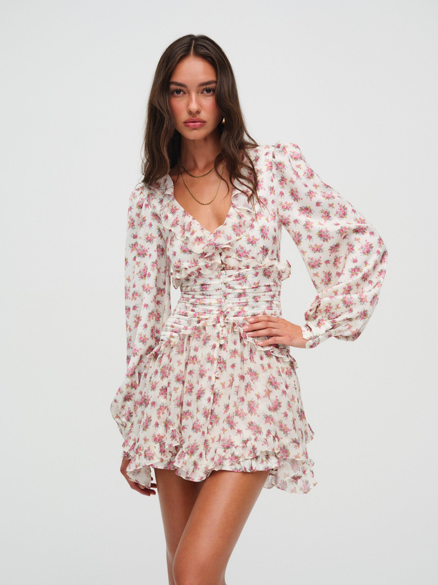 Jayleen Silk Mini Dress in Blush 1