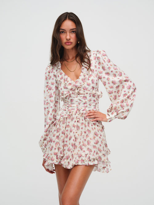 Jayleen Silk Mini Dress in Blush 1