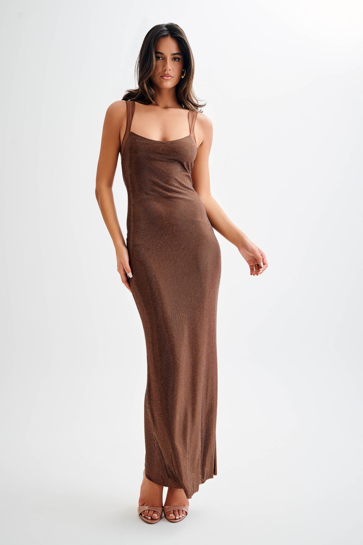 Jasmyn Mesh Maxi Dress in Chocolate Chocolate 7