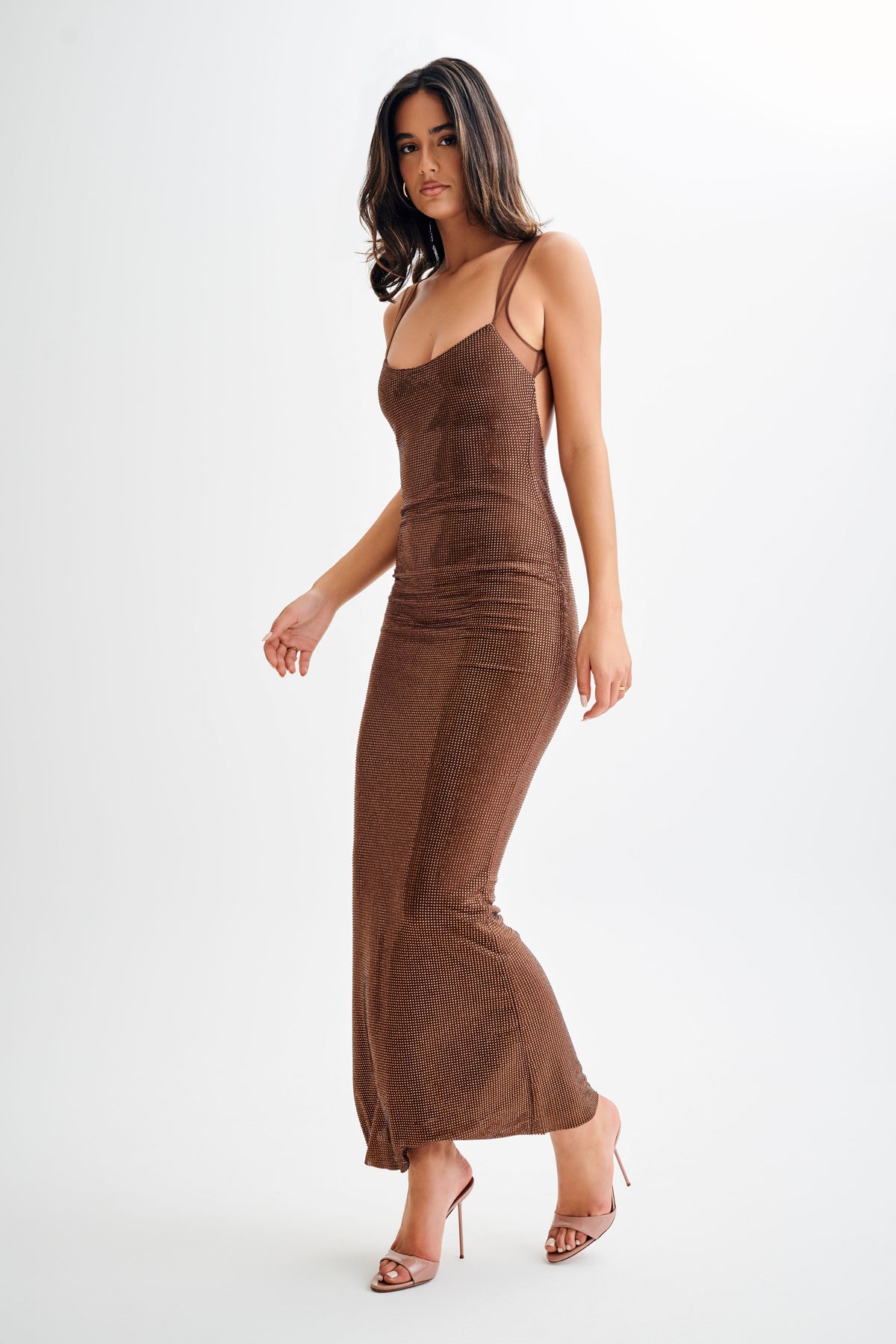 Jasmyn Mesh Maxi Dress in Chocolate Chocolate 6