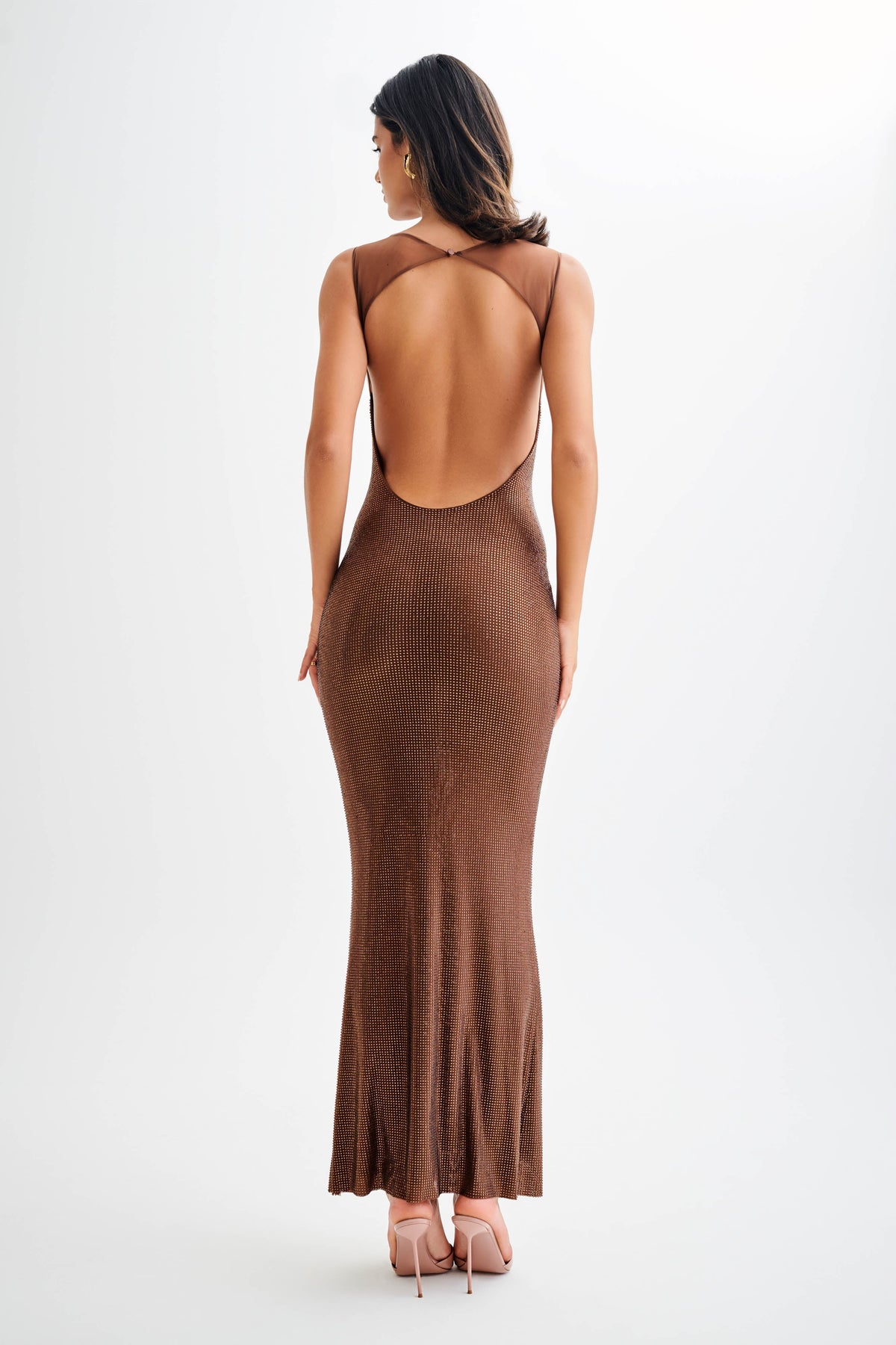 Jasmyn Mesh Maxi Dress in Chocolate Chocolate 4