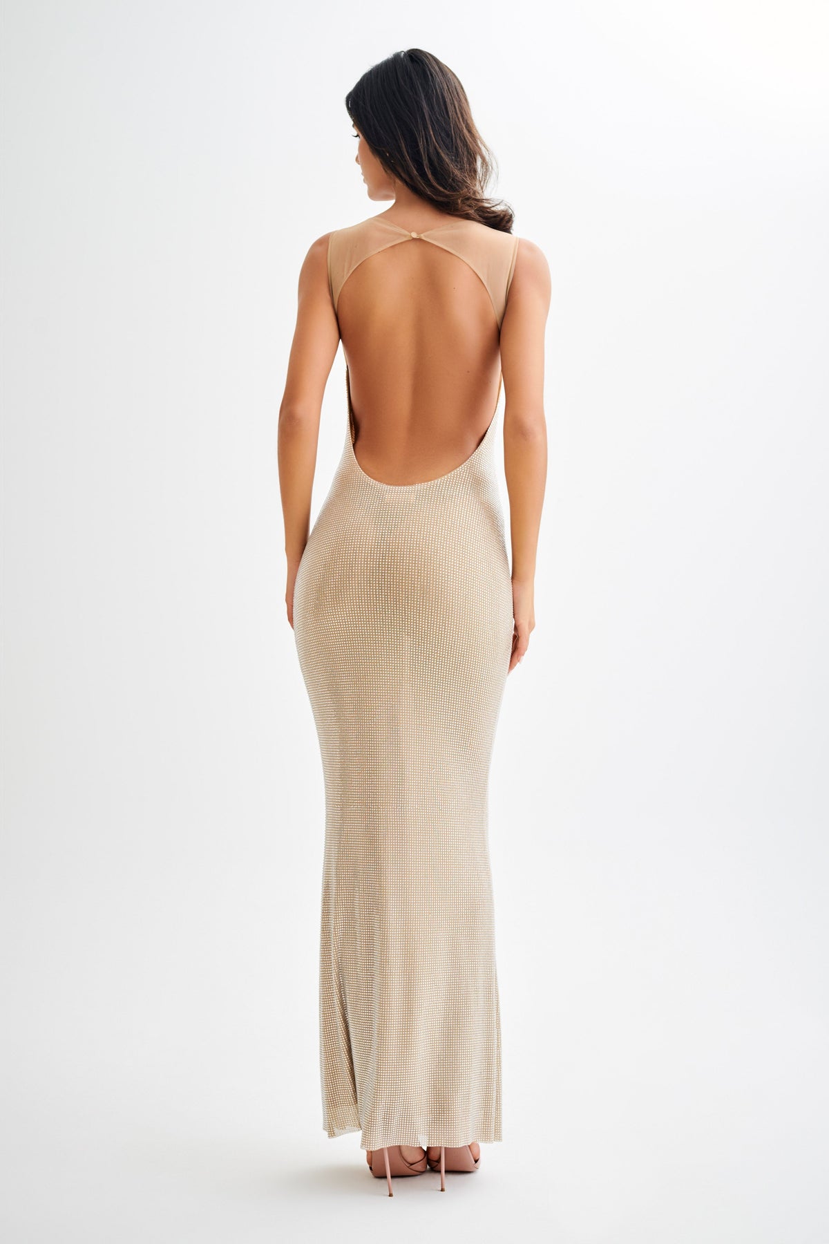 Jasmyn Mesh Maxi Dress in Chocolate Nude 5