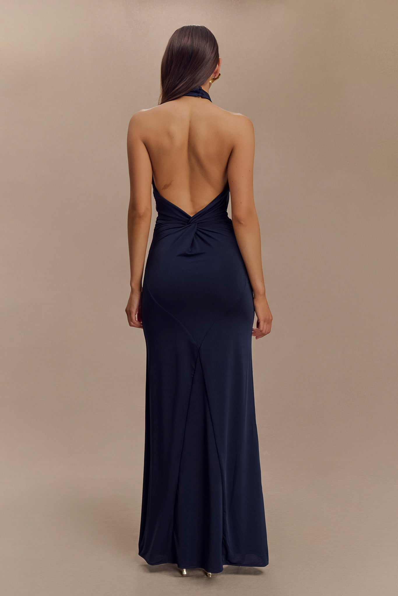 Elyna Slinky Halter Maxi Dress Navy 6
