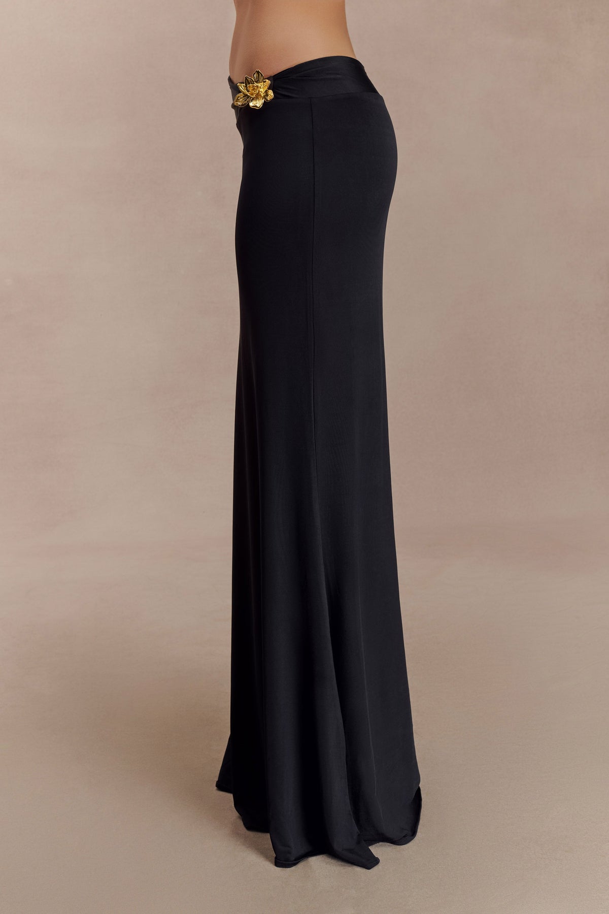 Ainsley Asymmetrical Maxi Dress in Burnt Orange Black 4