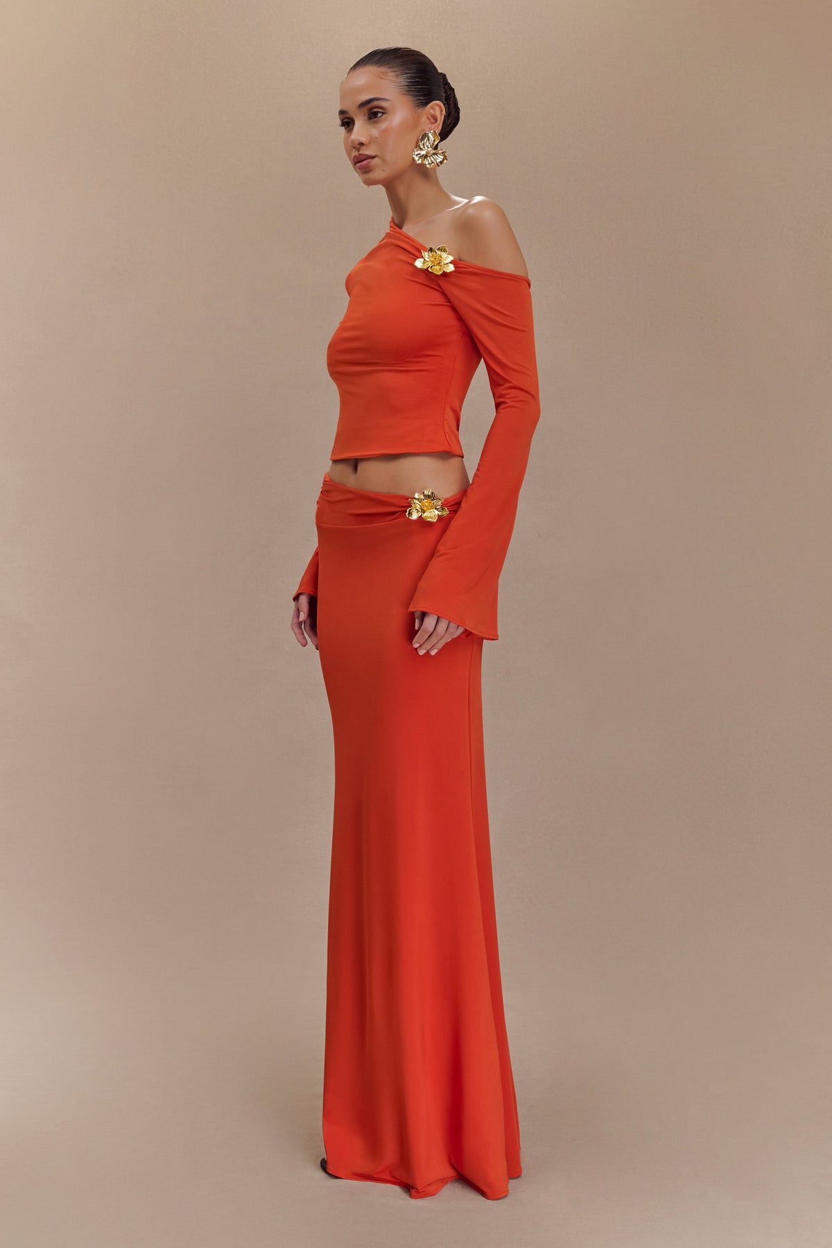 Ainsley Asymmetrical Maxi Dress in Burnt Orange Burnt Orange 3