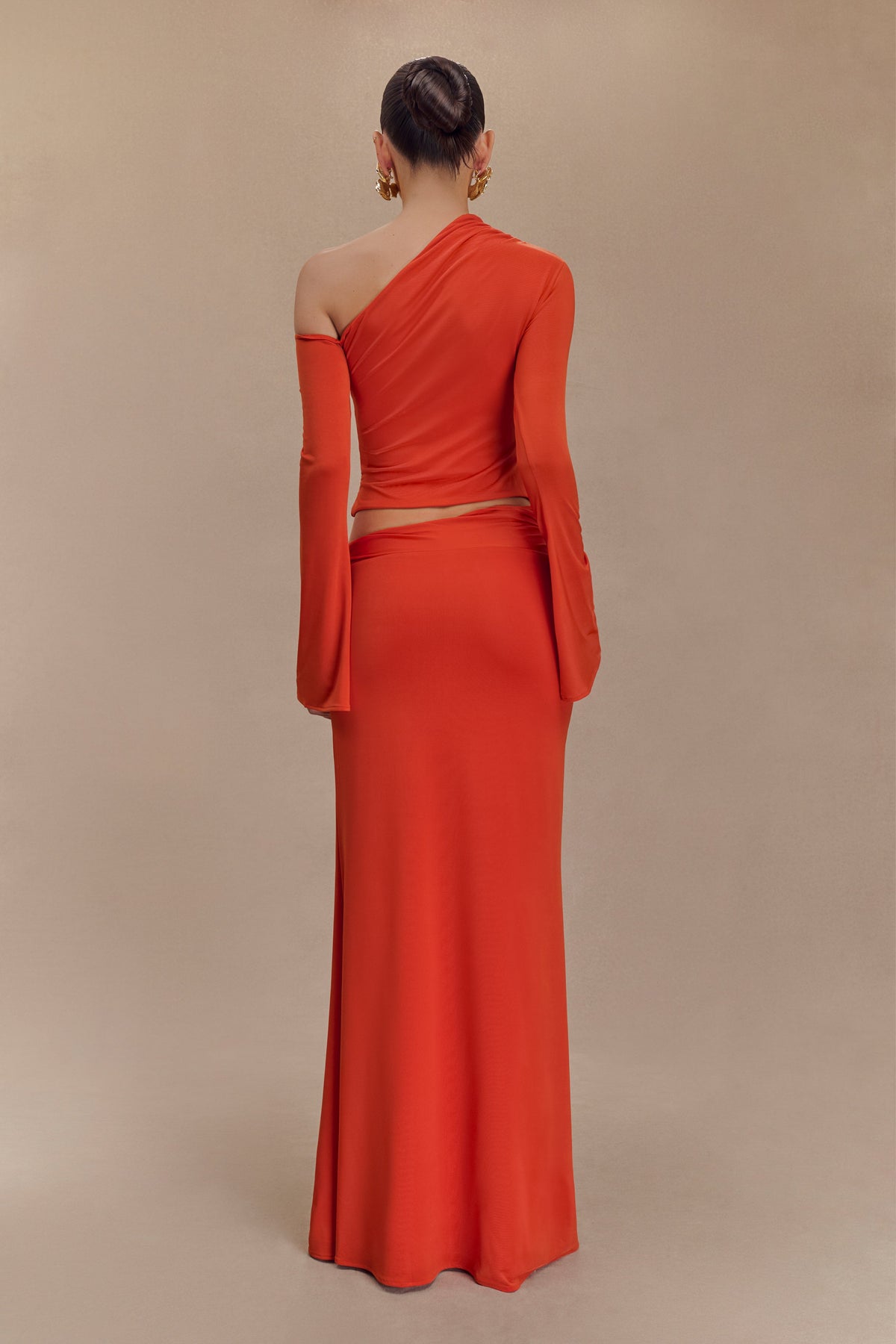 Ainsley Asymmetrical Maxi Dress in Burnt Orange Burnt Orange 2