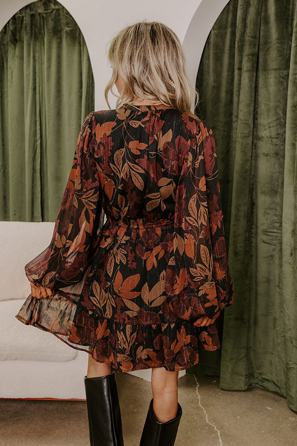 Valentina Floral Mini Dress in Red Black 4