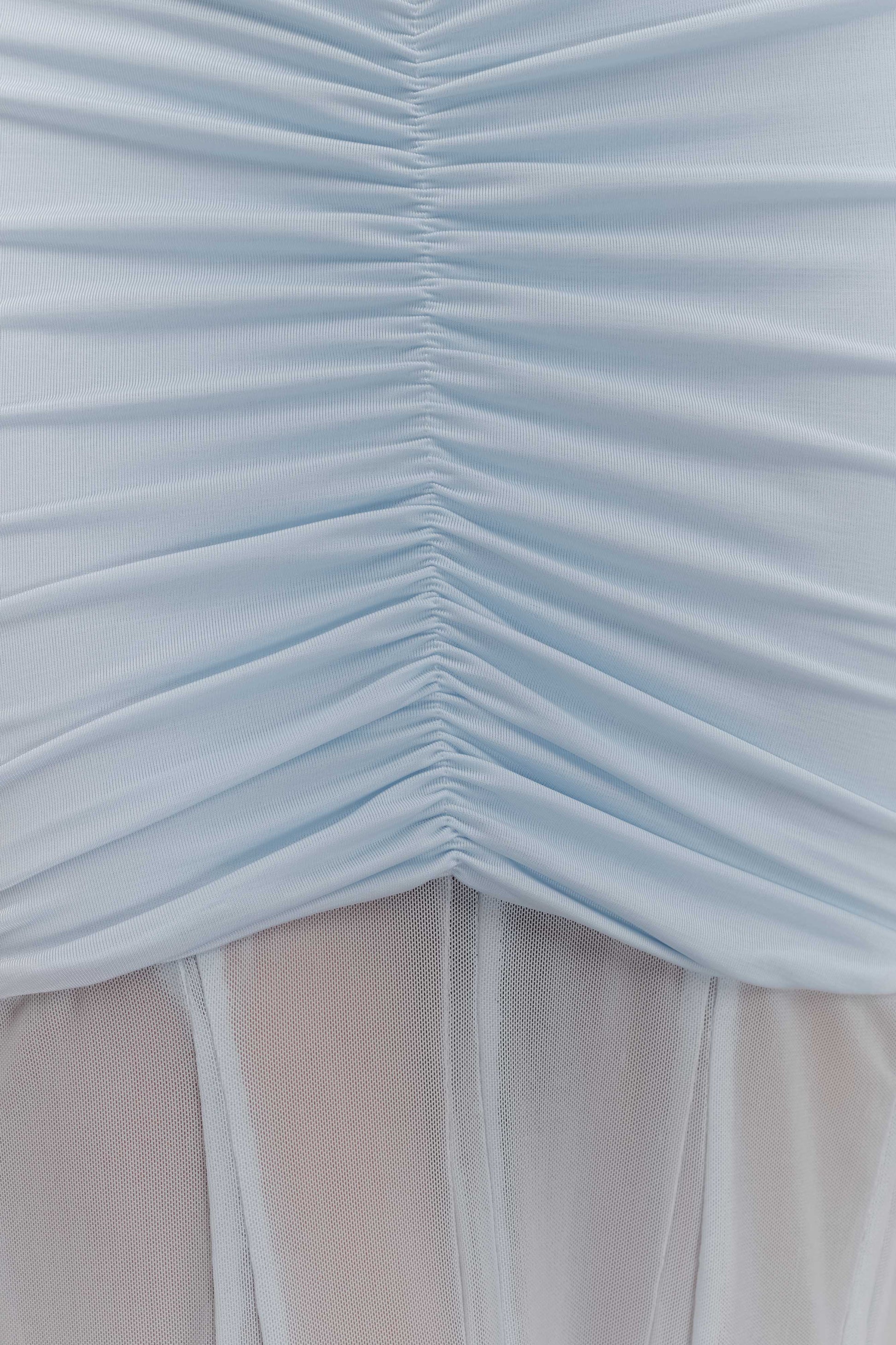 Caspian Slinky Mesh Off-Shoulder Maxi Dress in Pale Blue Pale Blue 7