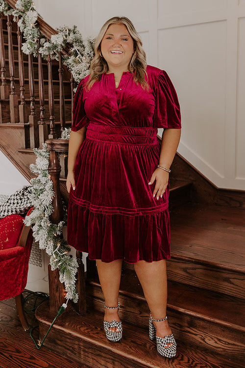 Isabelle Velvet Midi Dress wine 1