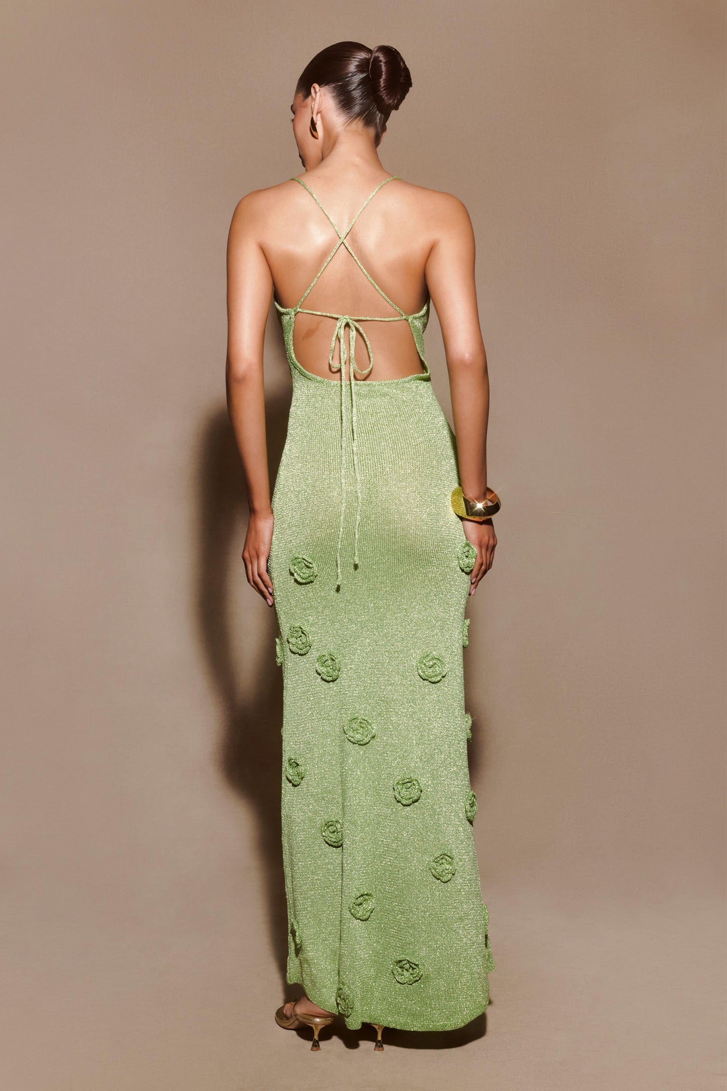 Suki Metallic Knit Maxi Dress Pastel Green 2