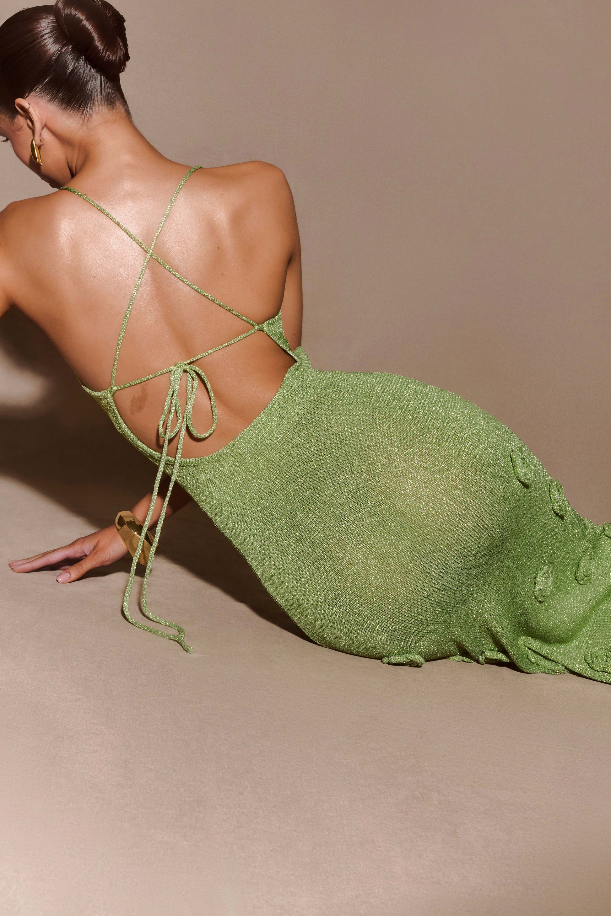 Suki Metallic Knit Maxi Dress Pastel Green 7