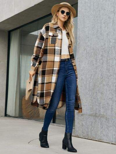 Margot Plaid Trench Coat Red Orange 6
