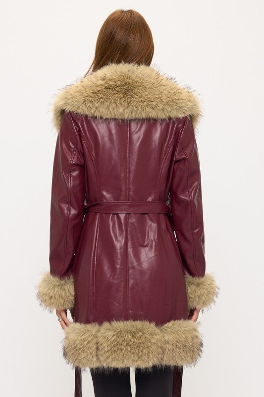 Boardwalk Luxe Contrast Coat Wine 10