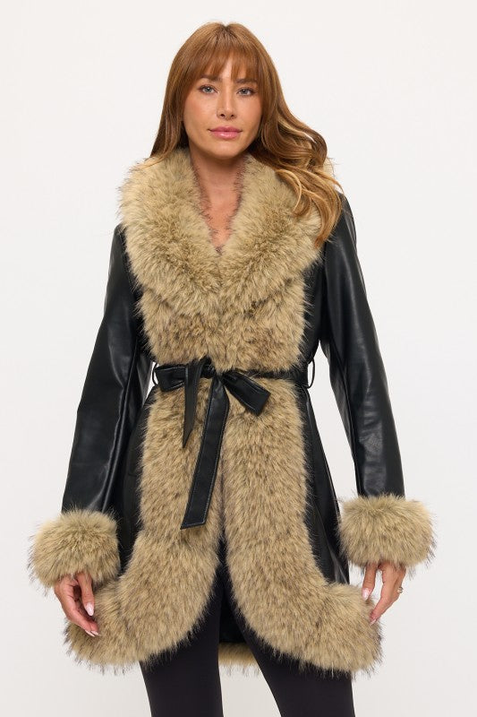 Boardwalk Luxe Contrast Coat Wine 4
