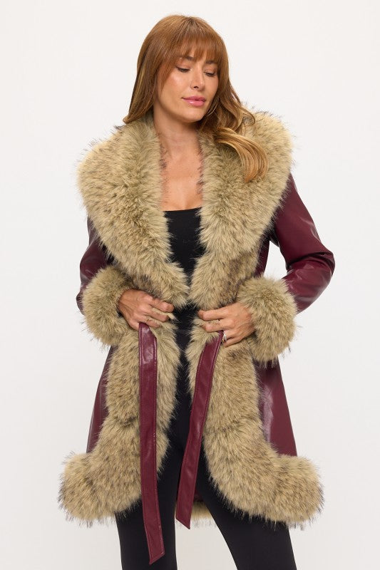 Boardwalk Luxe Contrast Coat Wine 8