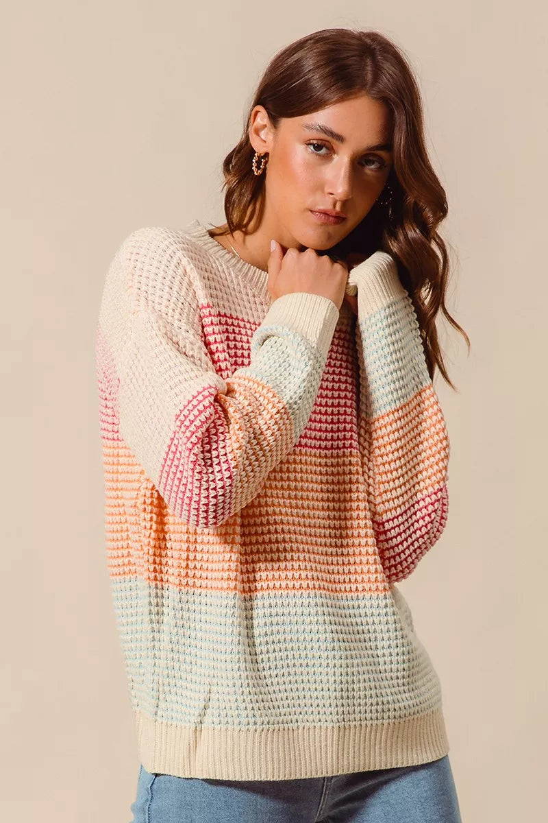 Margot Knit Sweater in Oatmeal Colorblock OATMEAL COMBO 10