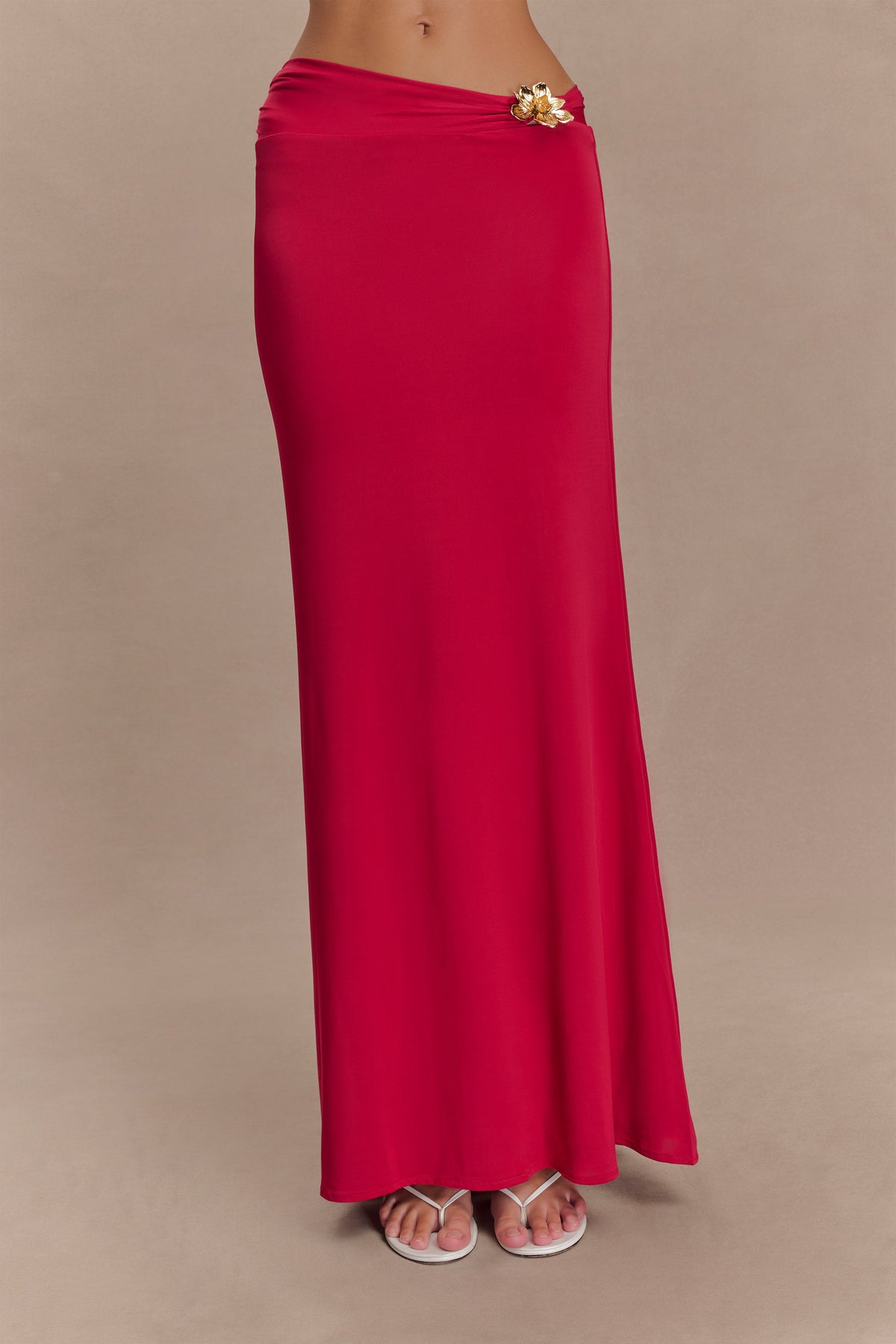 Ainsley Asymmetrical Maxi Dress in Burnt Orange Fuchsia Pink 4