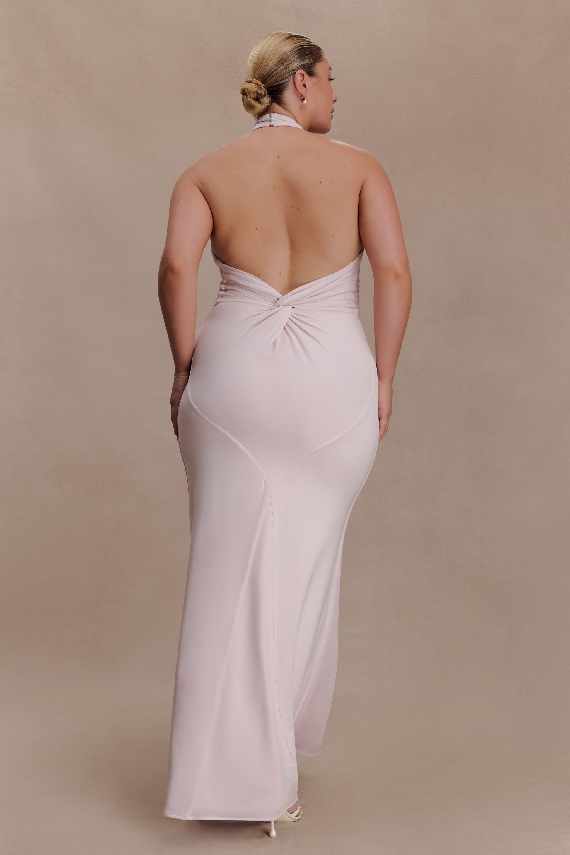 Elyna Slinky Halter Maxi Dress Pale Pink 6