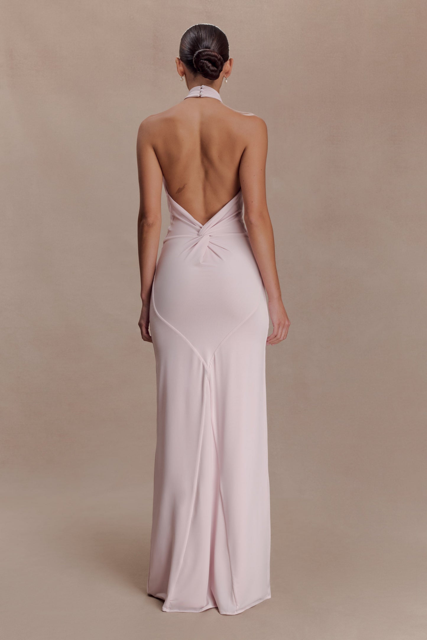 Elyna Slinky Halter Maxi Dress Pale Pink 2