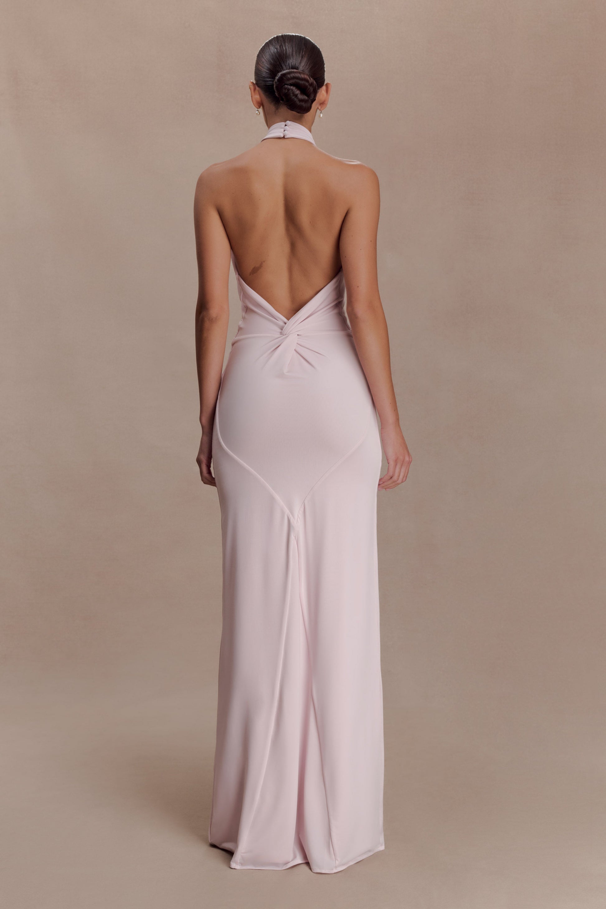 Elyna Slinky Halter Maxi Dress Pale Pink 2