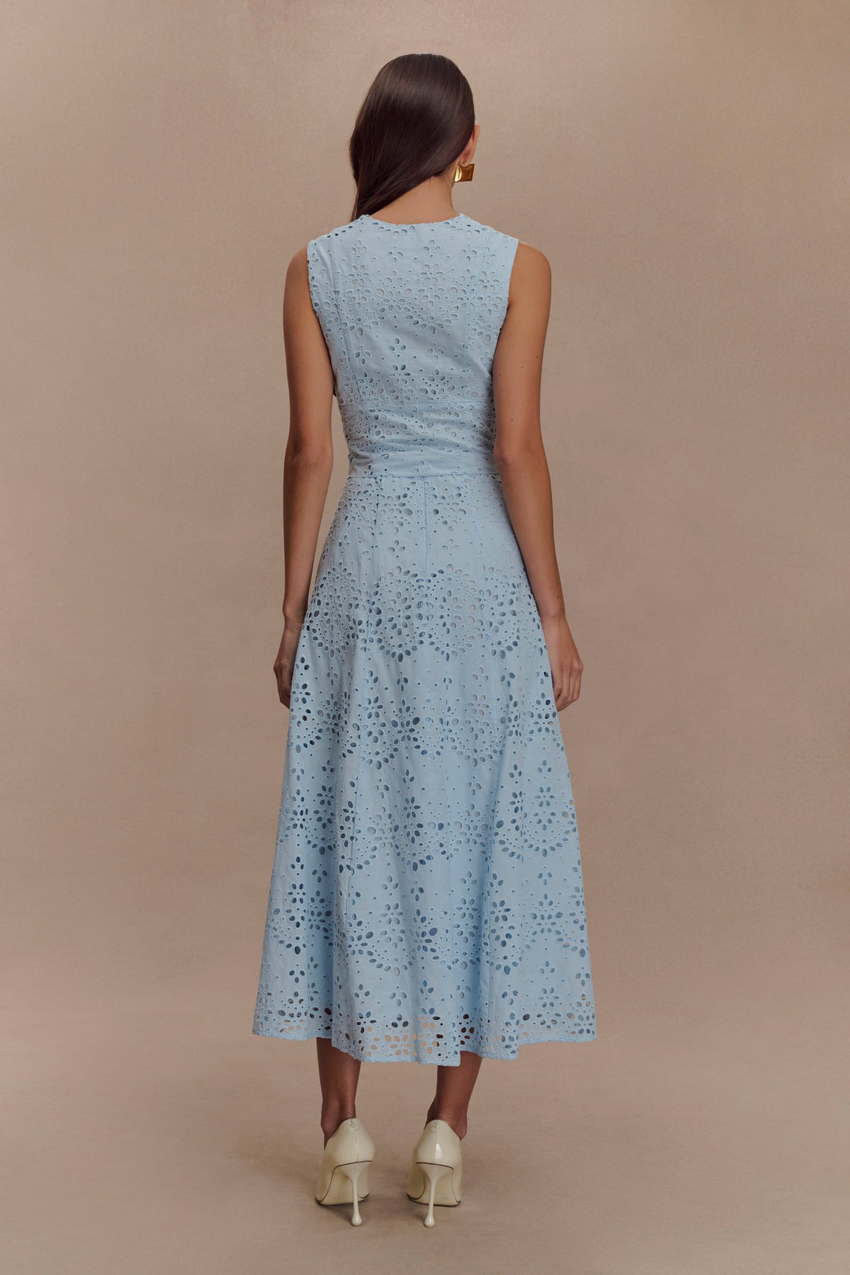 Arla Broderie Midi Skirt in Pale Cornflower Pale Cornflower Blue 5