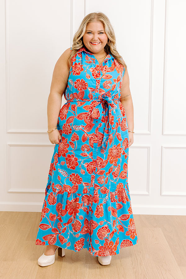 Marina Floral Maxi Dress Blue Curves 3