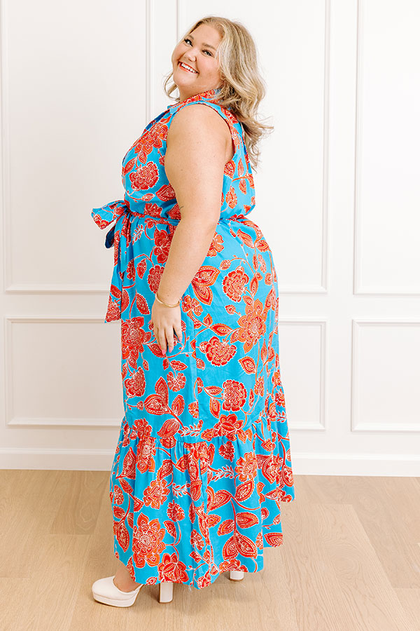 Marina Floral Maxi Dress Blue Curves 5