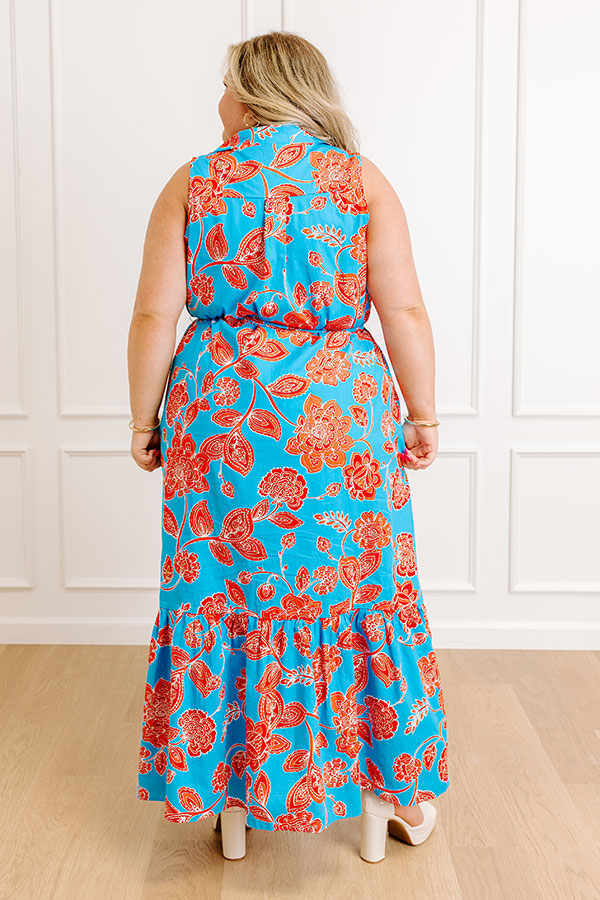 Marina Floral Maxi Dress Blue Curves 4