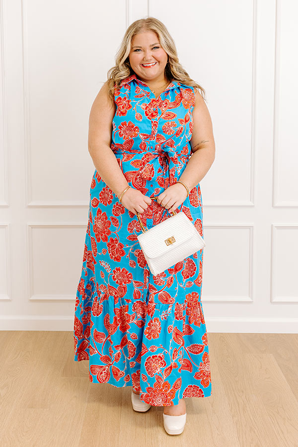 Marina Floral Maxi Dress Blue Curves 1