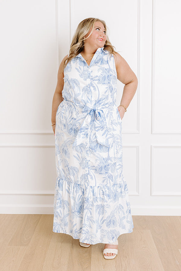 Marina Floral Maxi Dress Sky Blue Curves 3