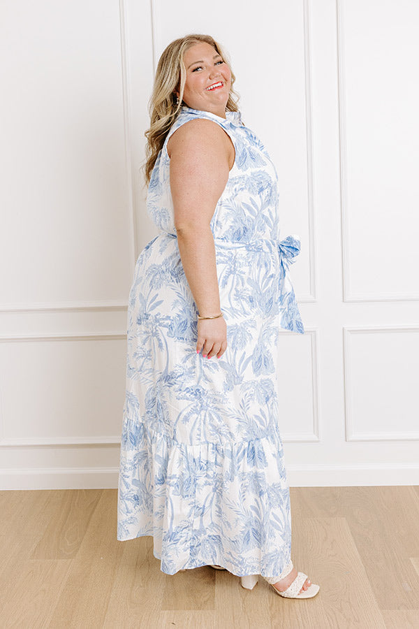 Marina Floral Maxi Dress Sky Blue Curves 2