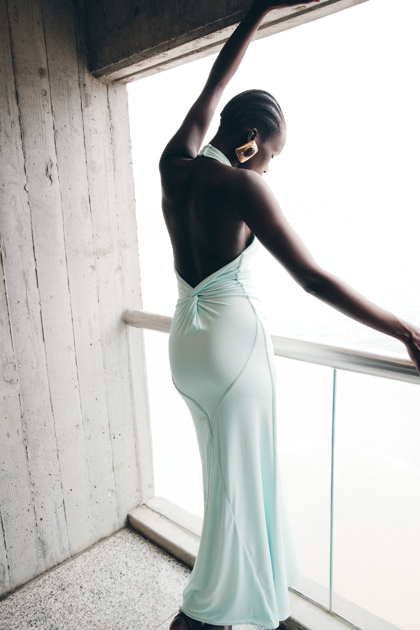 Elyna Slinky Halter Maxi Dress Lagoon 3