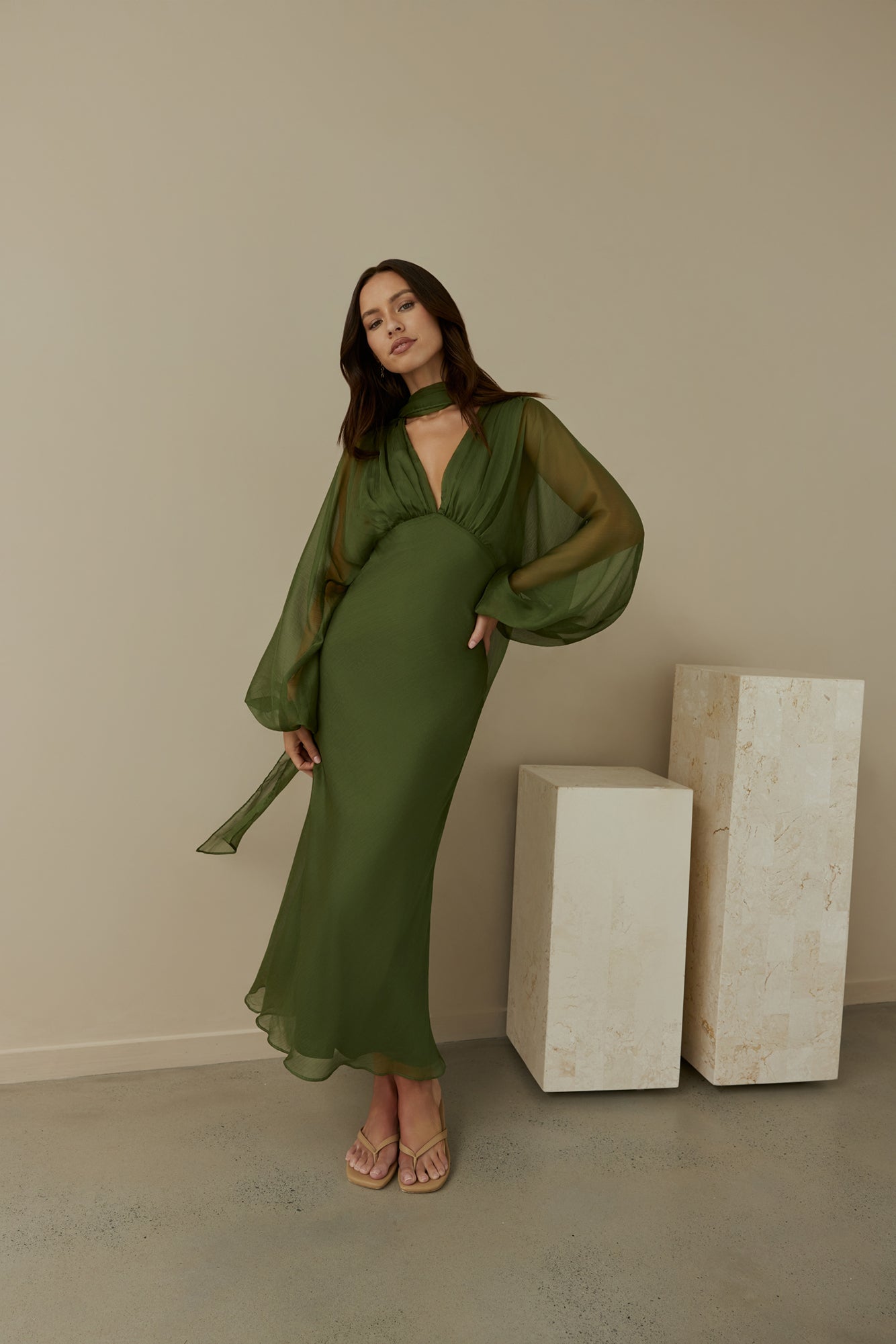 Nostalgia Long Sleeve Maxi Dress in Sage 7