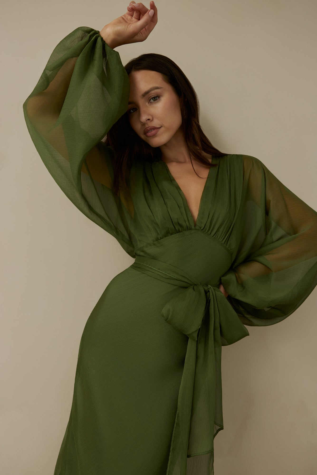 Nostalgia Long Sleeve Maxi Dress in Sage 4