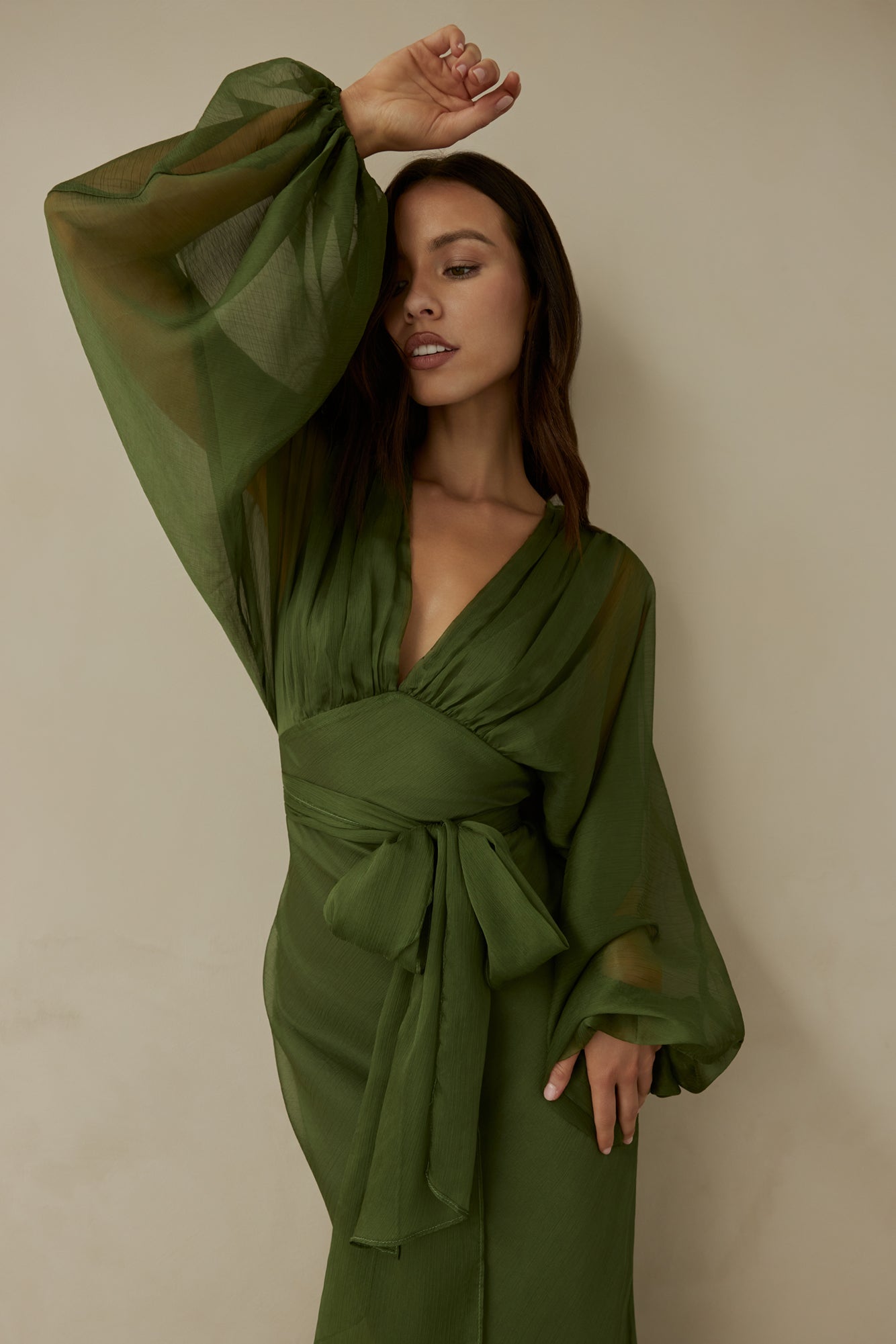 Nostalgia Long Sleeve Maxi Dress in Sage 6
