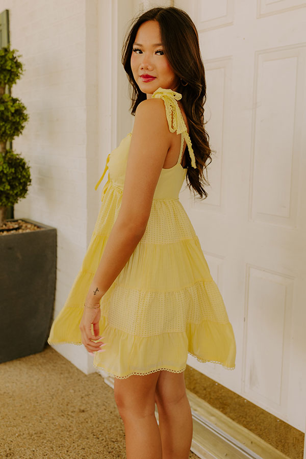 Evangeline Tiered Mini Dress in Sunny Yellow yellow 2