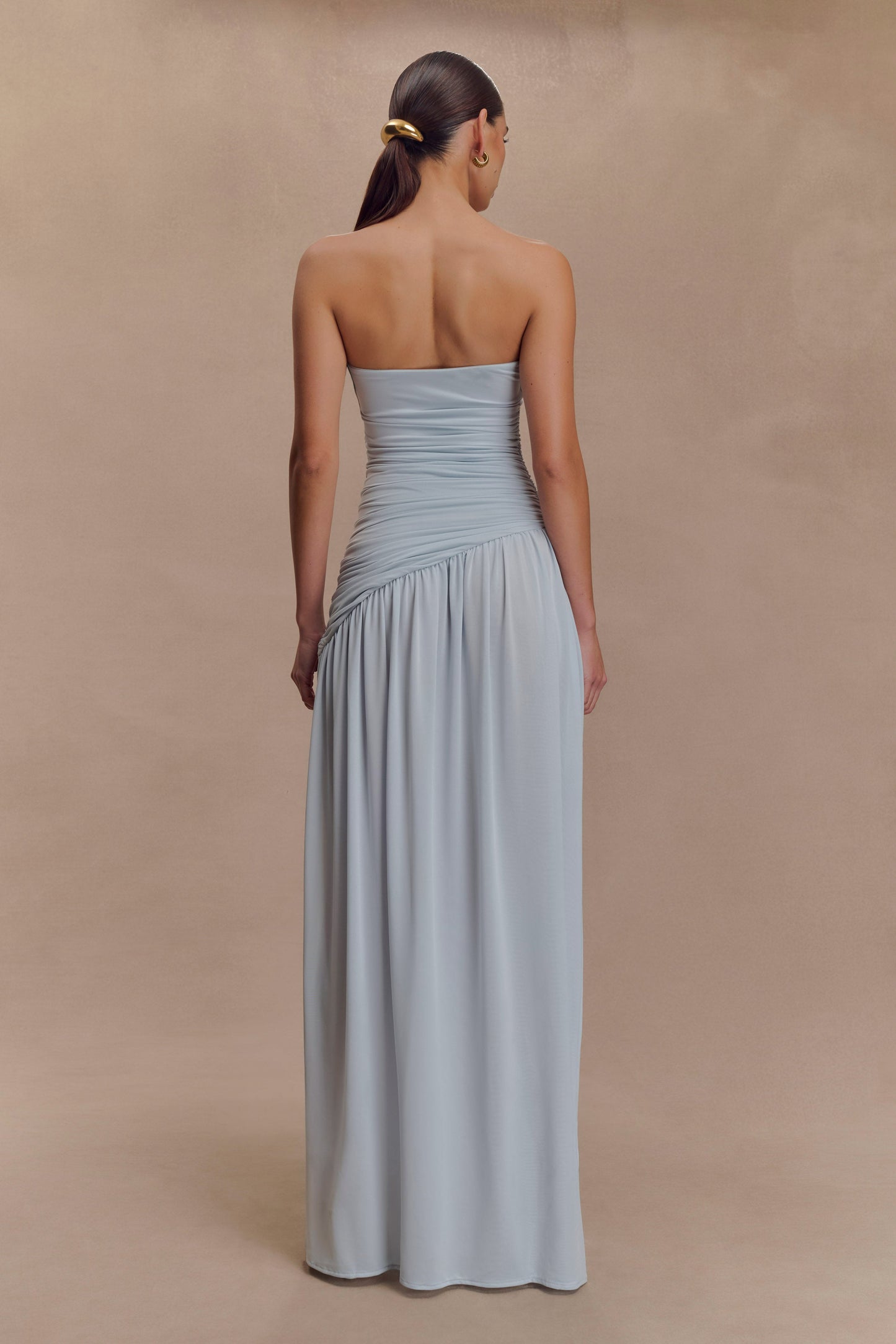Bex Burgundy Slinky Maxi Dress Pale Blue 3