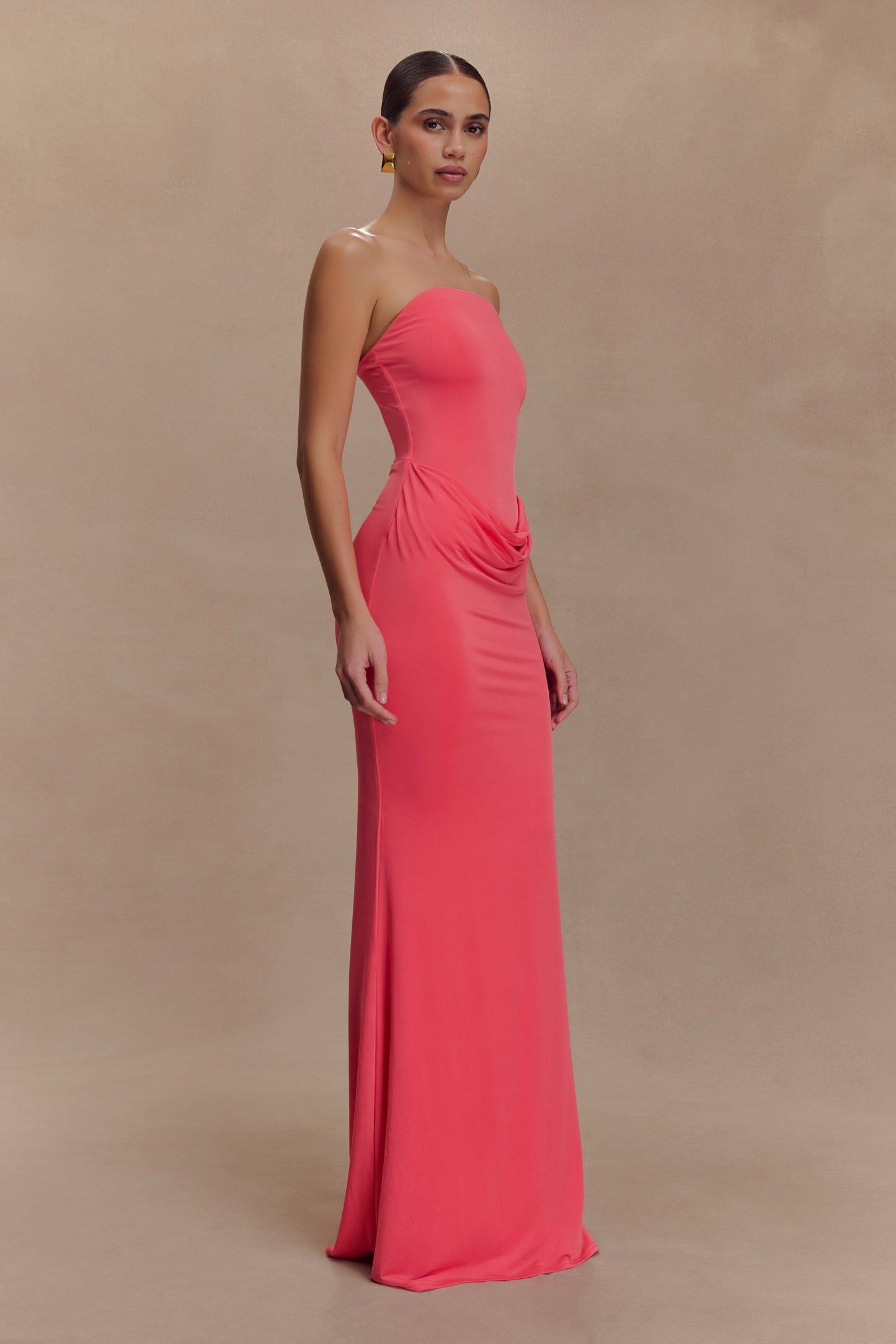 Madison Slinky Strapless Maxi Dress in Chocolate Chocolate 17