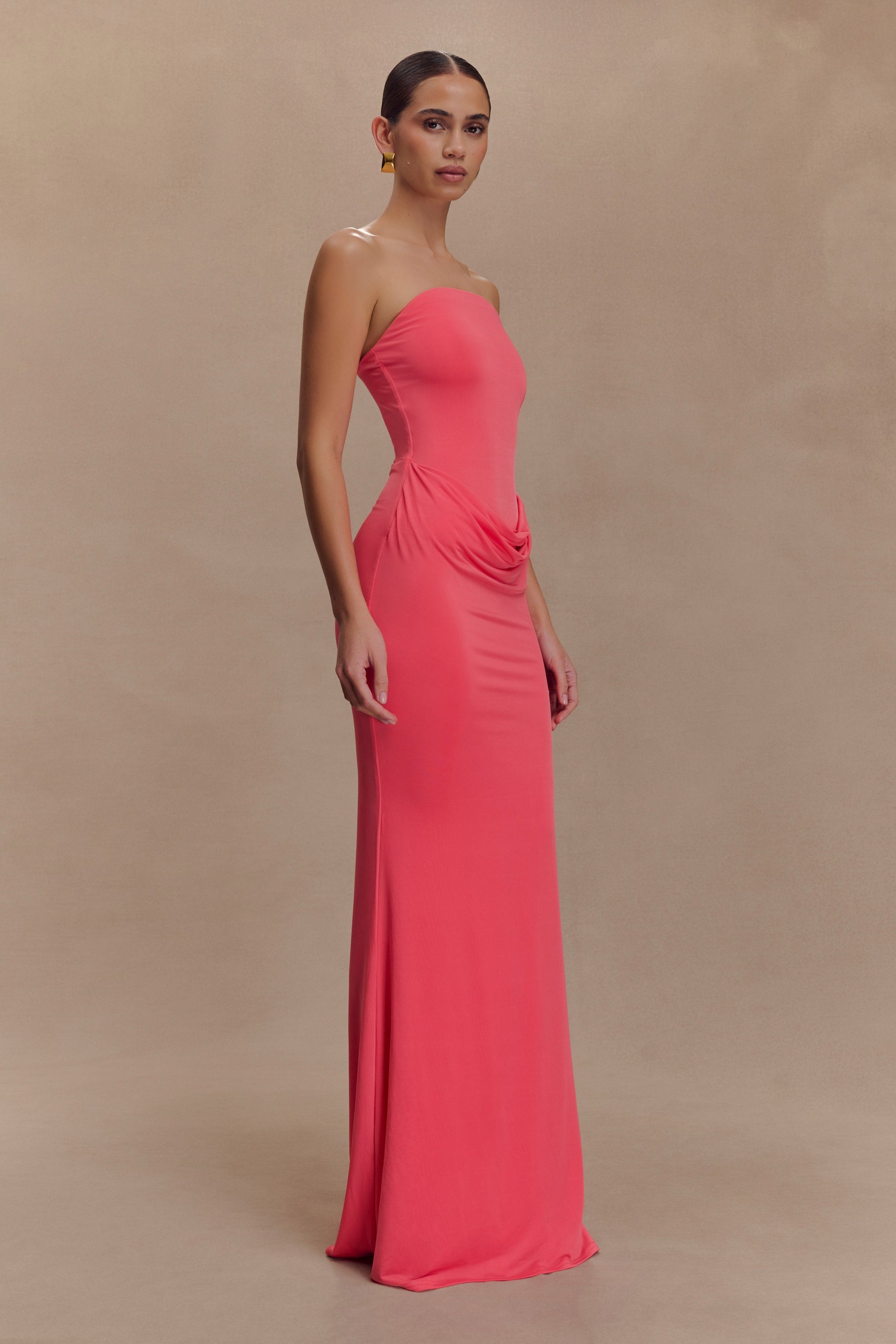 Madison Slinky Strapless Maxi Dress in Chocolate Chocolate 17