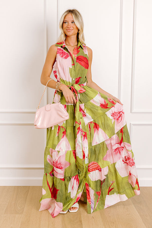 Valentina Floral Maxi Dress lime 1