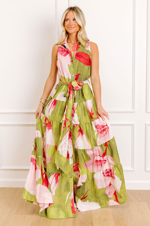 Valentina Floral Maxi Dress lime 2